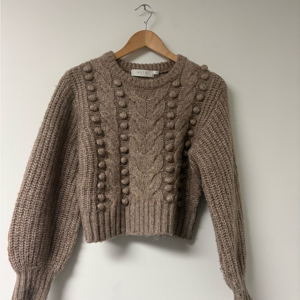 Astr Textured Knit Sweater - Taupe